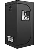 iPower 32"x32"x63" Hydroponic Mylar Grow Tent with Observation Window, Tool Bag and Floor Tray for Grow Light and Indoor Plant Growing