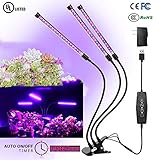 Grow Light, Grow Lights for Indoor Plants, 27W 54 LED Bulbs Timming Plant Grow Lamp with Red, Blue Spectrum, 3/6/12H Timer, 3-Head Divide Control Adjustable Gooseneck